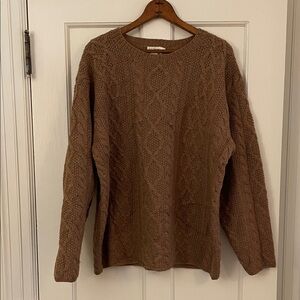 J.Crew Oar Label 100% Wool Cable Knit Crewneck Sweater Brown | Men’s Size M